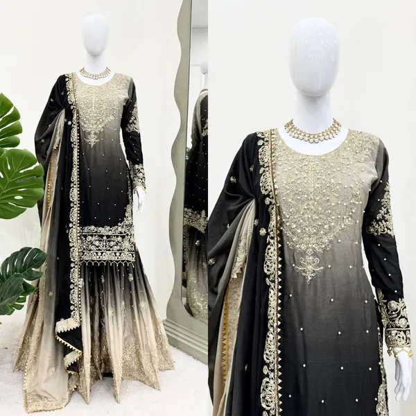 BLACK_SHADED_CHINNON_SILK_CODING_SEQUENCE_EMBROIDERED_SHARARA_SALWAR_SUIT_WITH_DUPATTA