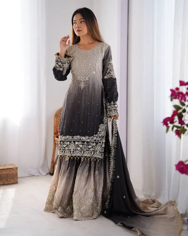 BLACK_SHADED_CHINNON_SILK_CODING_SEQUENCE_EMBROIDERED_SHARARA_SALWAR_SUIT_WITH_DUPATTA