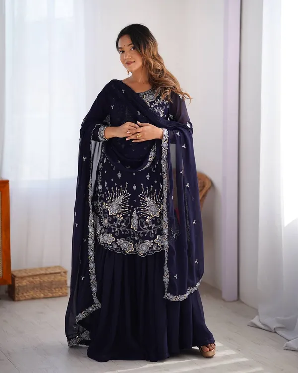 BLUE_FAUX_GEORGETTE_SEQUENCE_EMBROIDERED_SHARARA_SALWAR_SUIT_WITH_DUPATTA