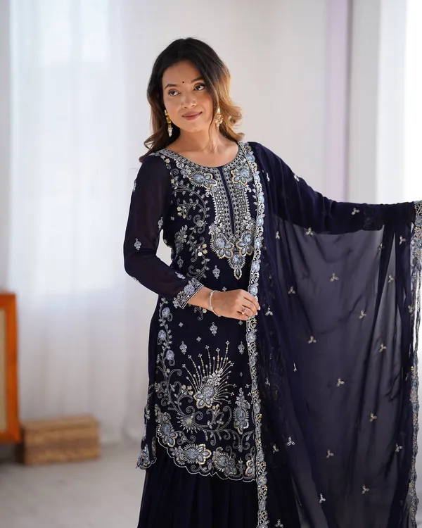 BLUE_FAUX_GEORGETTE_SEQUENCE_EMBROIDERED_SHARARA_SALWAR_SUIT_WITH_DUPATTA