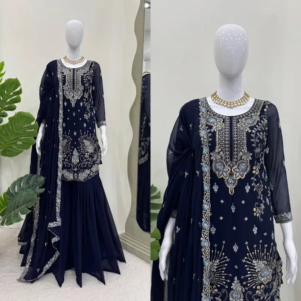 BLUE_FAUX_GEORGETTE_SEQUENCE_EMBROIDERED_SHARARA_SALWAR_SUIT_WITH_DUPATTA