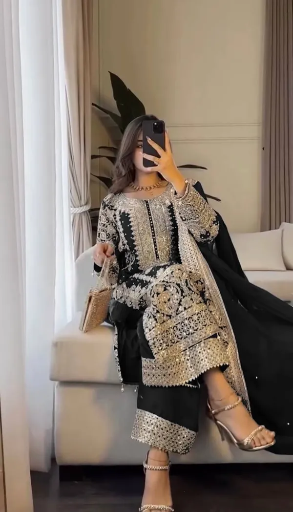 Black_Faux_Georgette_Heavy_Embroidery_Sequence_&_Moti_Work_Salwar_Suit_With_Dupatta