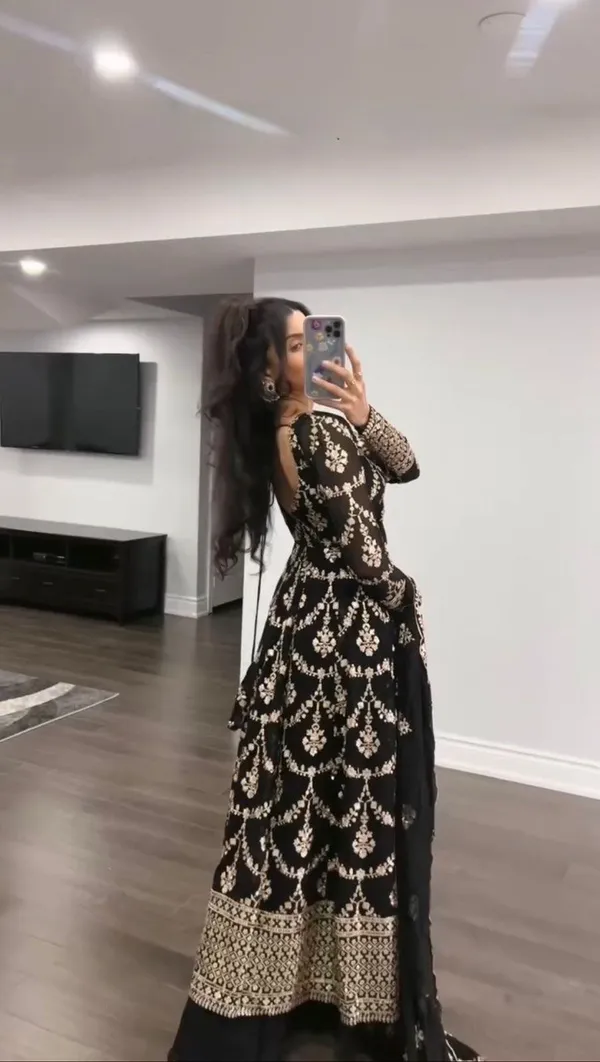 Black_Georgette_Sequence_Embroidered_Palazzo_Salwar_Suit_With_Dupatta