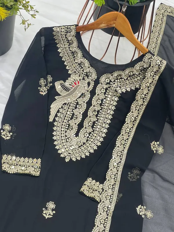 Black_Heavy_Faux_Georgette_With_Heavy_Embroidery_Sequence_Work_Salwar_Suit_With_Dupatta