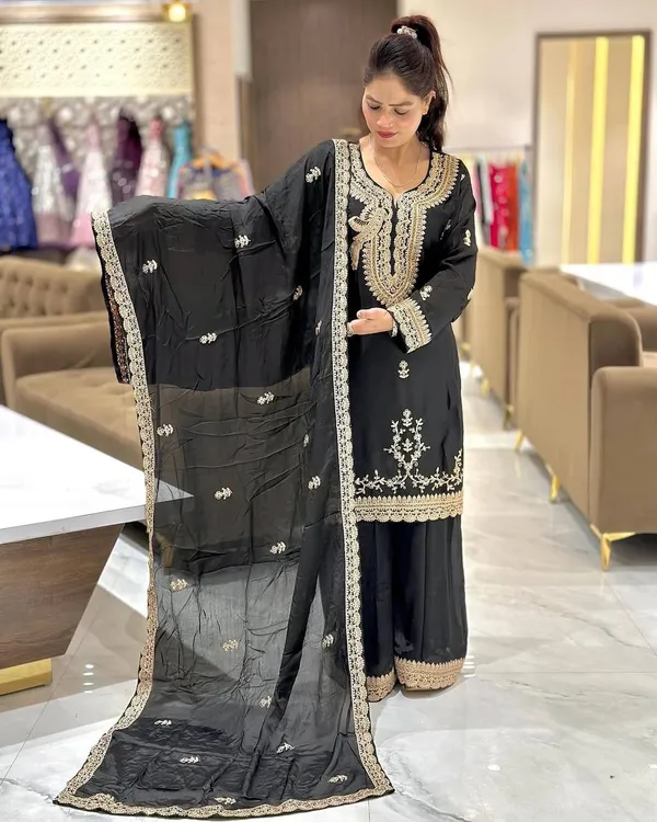 Black_Heavy_Faux_Georgette_With_Heavy_Embroidery_Sequence_Work_Salwar_Suit_With_Dupatta