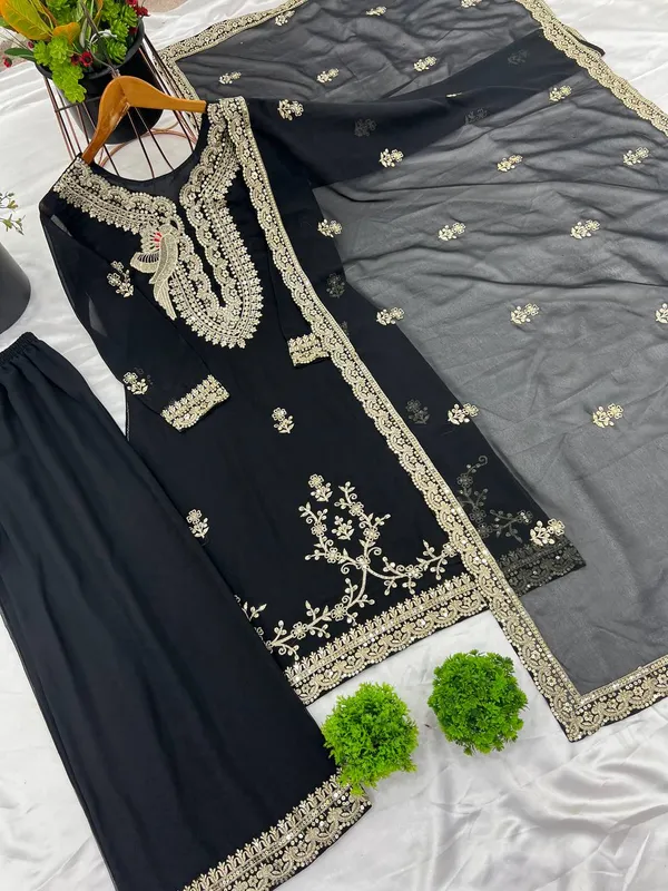 Black_Heavy_Faux_Georgette_With_Heavy_Embroidery_Sequence_Work_Salwar_Suit_With_Dupatta