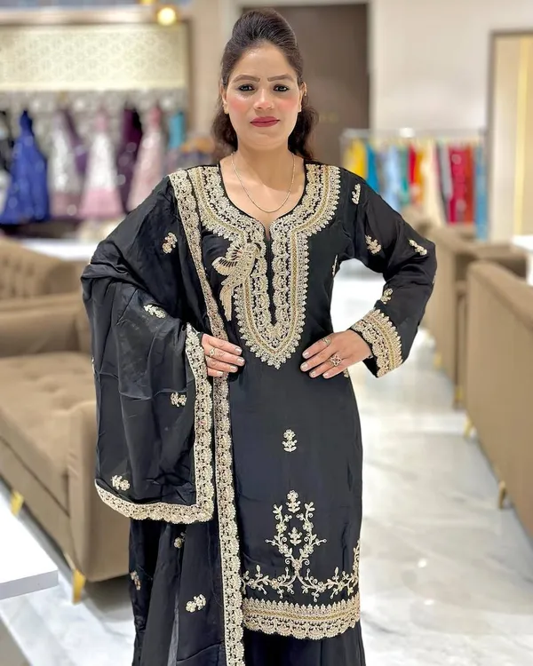Black_Heavy_Faux_Georgette_With_Heavy_Embroidery_Sequence_Work_Salwar_Suit_With_Dupatta