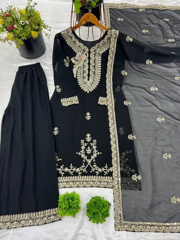 Black_Heavy_Faux_Georgette_With_Heavy_Embroidery_Sequence_Work_Salwar_Suit_With_Dupatta