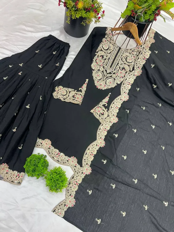 Black_Pure_Chinnon_Silk_Coding_Dori-Sequence_Embroidery_Work_Salwar_Suit_With_Dupatta