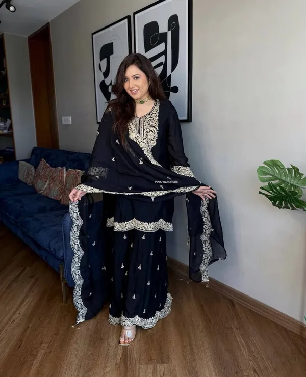 Black_Pure_Chinnon_Silk_Coding_Dori-Sequence_Embroidery_Work_Salwar_Suit_With_Dupatta