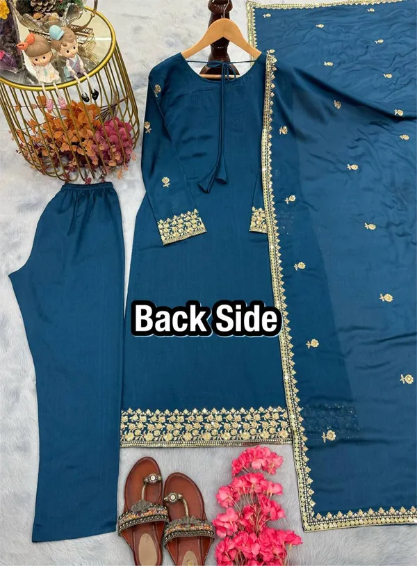 Blue_Heavy_Chinnon_Silk_Sequence_Embroidery_With_Moti_Work_Salwar_Suit_With_Dupatta