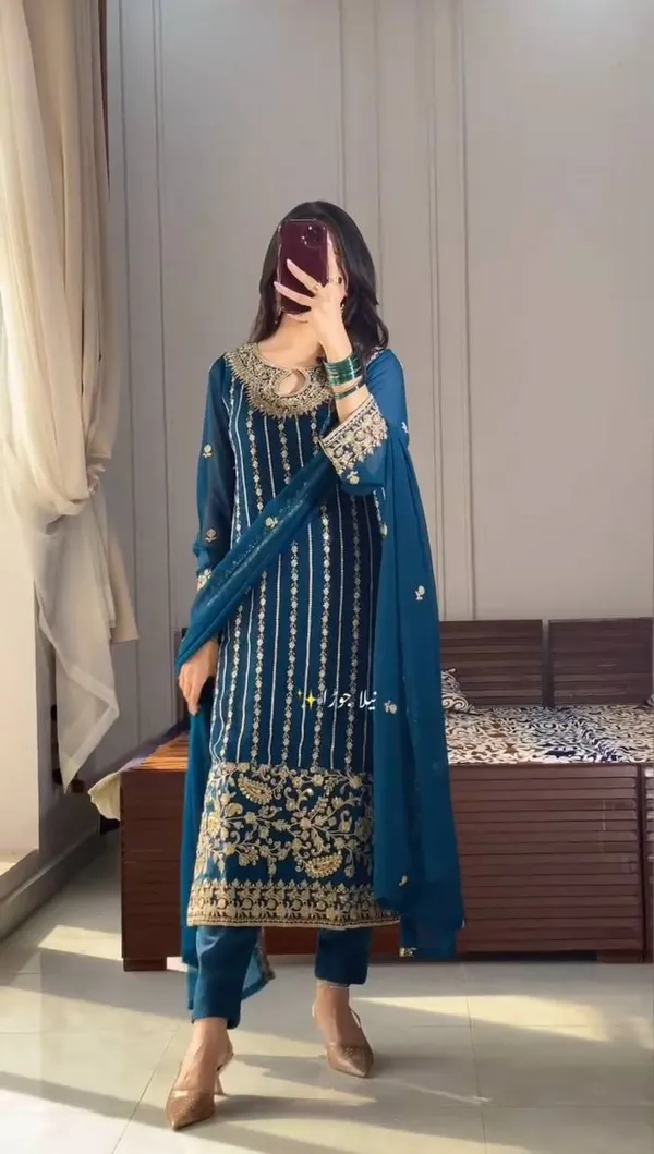 Blue_Heavy_Chinnon_Silk_Sequence_Embroidery_With_Moti_Work_Salwar_Suit_With_Dupatta