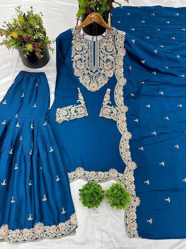 Blue_Pure_Chinnon_Silk_Coding_Dori-Sequence_Embroidery_Work_Salwar_Suit_With_Dupatta