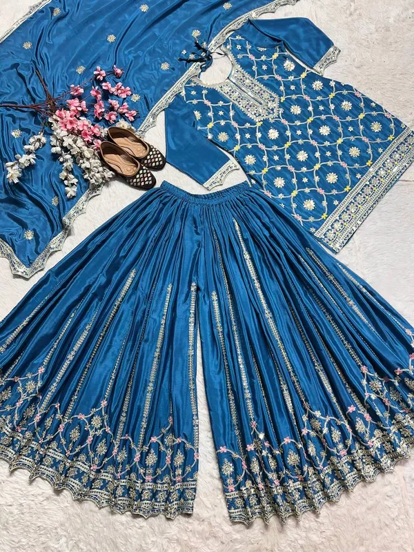 Blue_Pure_Chinnon_Silk_Coding_Sequence_Embroidered_Salwar_Suit_With_Dupatta