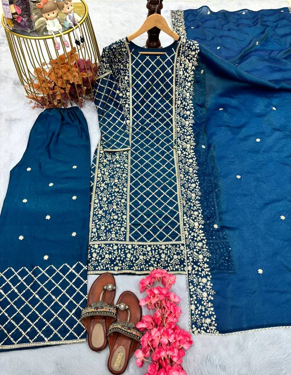 Blue_Pure_Fendy_Silk_With_Heavy_Embroidery_5_mm_Sequence_Work_Salwar_Suit_With_Dupatta