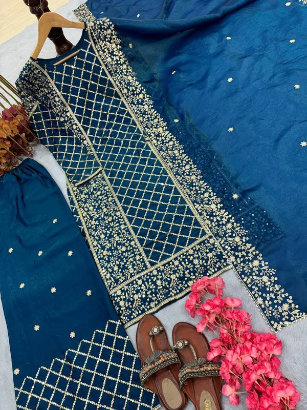 Blue_Pure_Fendy_Silk_With_Heavy_Embroidery_5_mm_Sequence_Work_Salwar_Suit_With_Dupatta