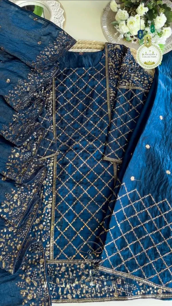Blue_Pure_Fendy_Silk_With_Heavy_Embroidery_5_mm_Sequence_Work_Salwar_Suit_With_Dupatta