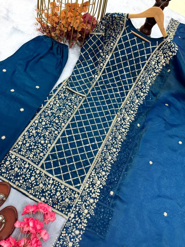 Blue_Pure_Fendy_Silk_With_Heavy_Embroidery_5_mm_Sequence_Work_Salwar_Suit_With_Dupatta