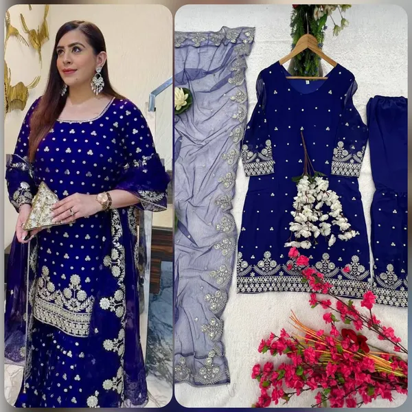 Blue_Pure_Georgette_Sequence_Embroidered_Sharara_Salwar_Suit_With_Dupatta