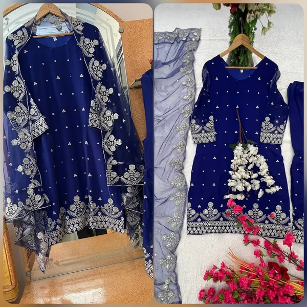 Blue_Pure_Georgette_Sequence_Embroidered_Sharara_Salwar_Suit_With_Dupatta
