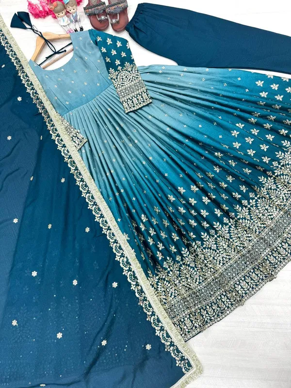 Blue_Shaded_Chinnon_Silk_With_Sequence_Embroidery_Work_Salwar_Suit_With_Dupatta