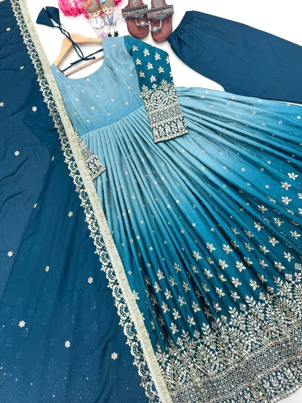 Blue_Shaded_Chinnon_Silk_With_Sequence_Embroidery_Work_Salwar_Suit_With_Dupatta