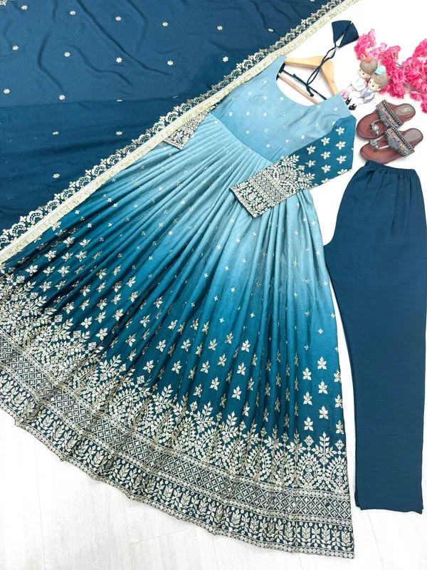 Blue_Shaded_Chinnon_Silk_With_Sequence_Embroidery_Work_Salwar_Suit_With_Dupatta