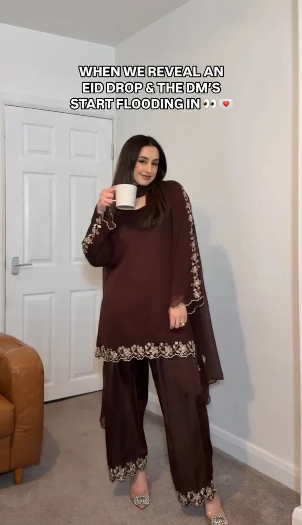 Brown_Heavy_Faux_Georgette_With_Embroidery_&_Mirror_work_Farsi_Salwar_Suit_With_Dupatta