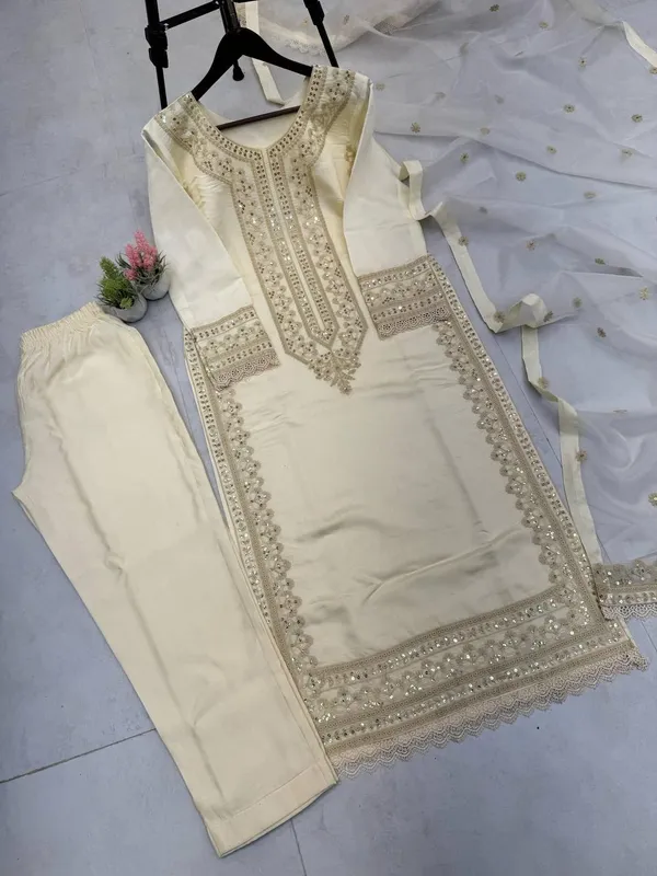 CREAM_ROMAN_SILK_SEQUENCE_EMBROIDERY_COTTON_WORK_SALWAR_SUIT_WITH_DUPATTA
