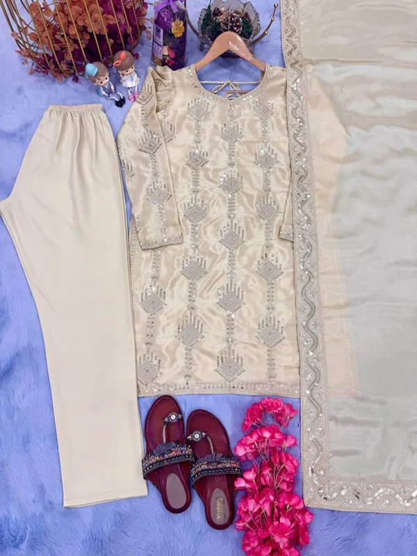 Cream_Pure_Chinnon_Silk_Sequence_Embroidered_Salwar_Suit_With_Dupatta