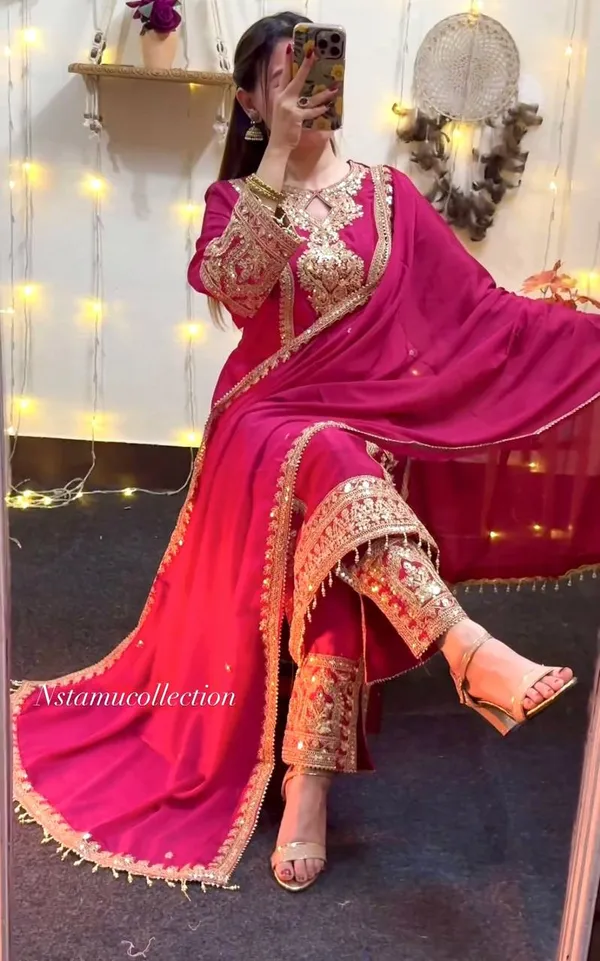 Hot_Pink_Attractive_Chinnon_Silk_Coding_Sequence_Embroidered_Salwar_Suit_With_Dupatta