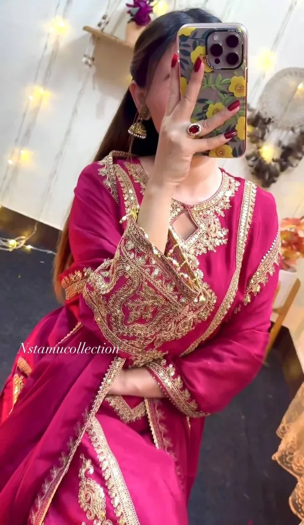 Hot_Pink_Attractive_Chinnon_Silk_Coding_Sequence_Embroidered_Salwar_Suit_With_Dupatta