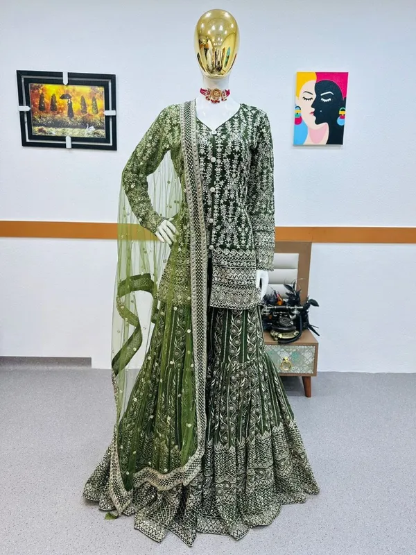 GREEN_GEORGETTE_SEQUENCE_EMBROIDERED_SHARARA_SALWAR_SUIT_WITH_DUPATTA