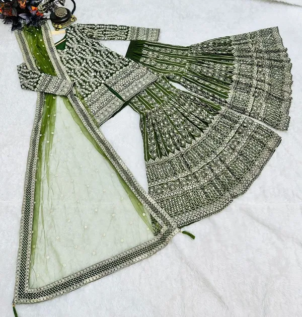GREEN_GEORGETTE_SEQUENCE_EMBROIDERED_SHARARA_SALWAR_SUIT_WITH_DUPATTA