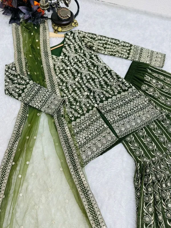 GREEN_GEORGETTE_SEQUENCE_EMBROIDERED_SHARARA_SALWAR_SUIT_WITH_DUPATTA