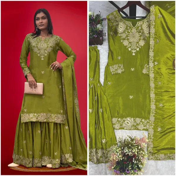 GREEN_PURE_CHINNON_SILK_CODING_SEQUENCE_EMBROIDERED_SHARARA_SALWAR_SUIT_WITH_DUPATTA