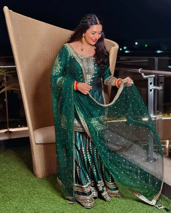 Green_Pure_Chinnon_Silk_Fully_Sequence_Embroidered_Gharara_Salwar_Suit_With_Dupatta