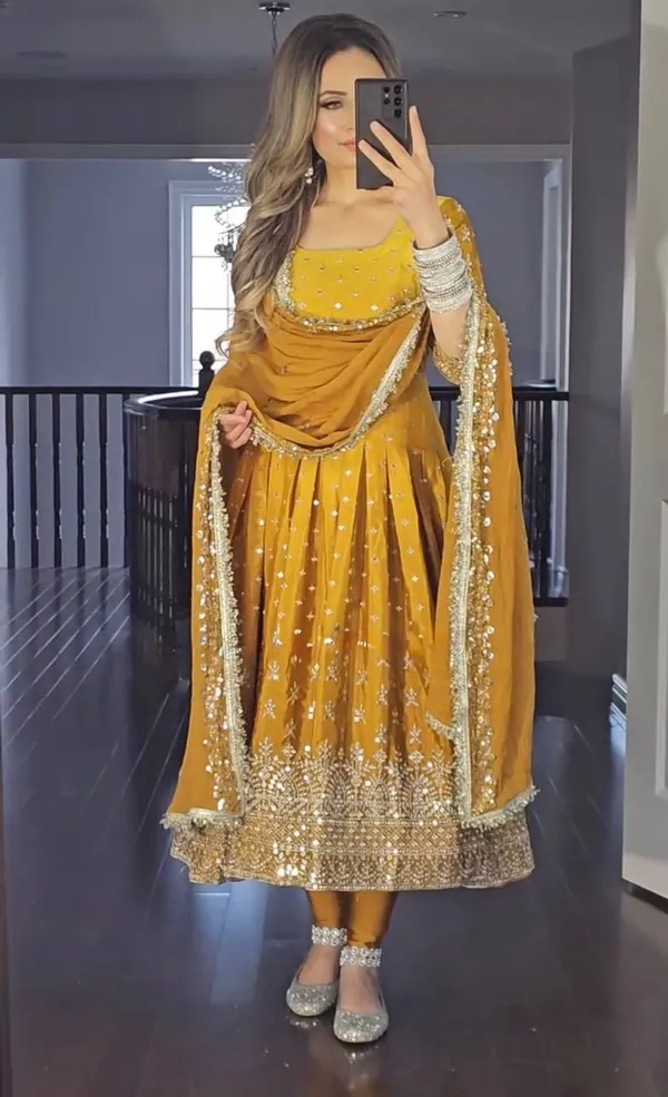 Gold_Shaded_Chinnon_Silk_With_Sequence_Embroidery_Work_Salwar_Suit_With_Dupatta