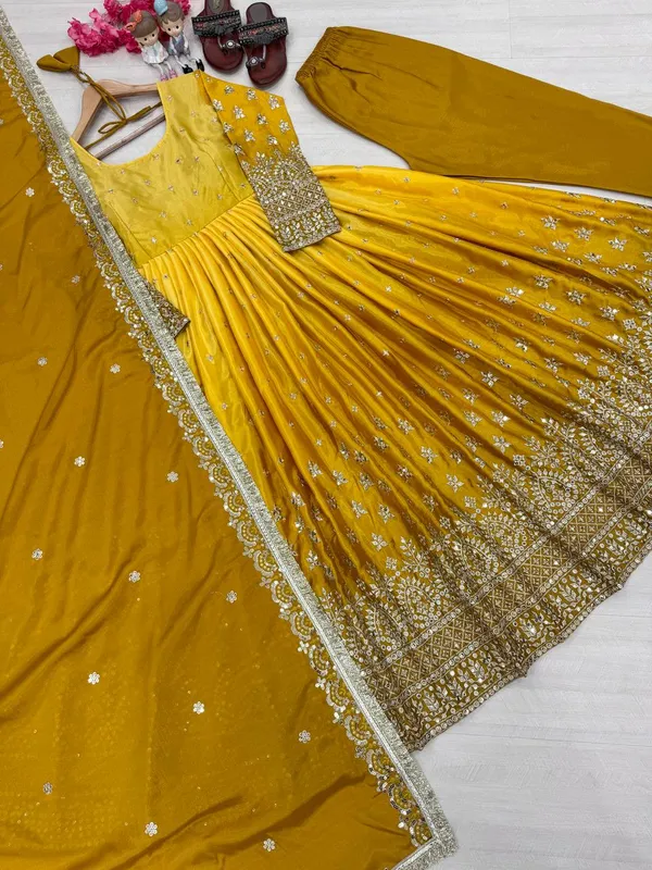 Gold_Shaded_Chinnon_Silk_With_Sequence_Embroidery_Work_Salwar_Suit_With_Dupatta