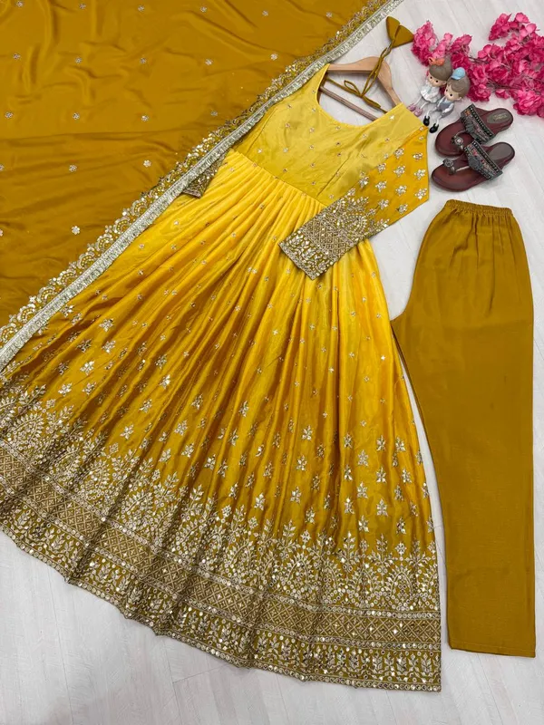 Gold_Shaded_Chinnon_Silk_With_Sequence_Embroidery_Work_Salwar_Suit_With_Dupatta