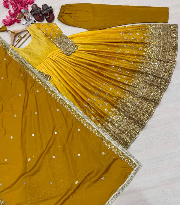 Gold_Shaded_Chinnon_Silk_With_Sequence_Embroidery_Work_Salwar_Suit_With_Dupatta