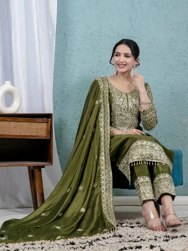 Green_Pure_Chinnon_Silk_Coding_Sequence_Embroidered_Salwar_Suit_With_Dupatta