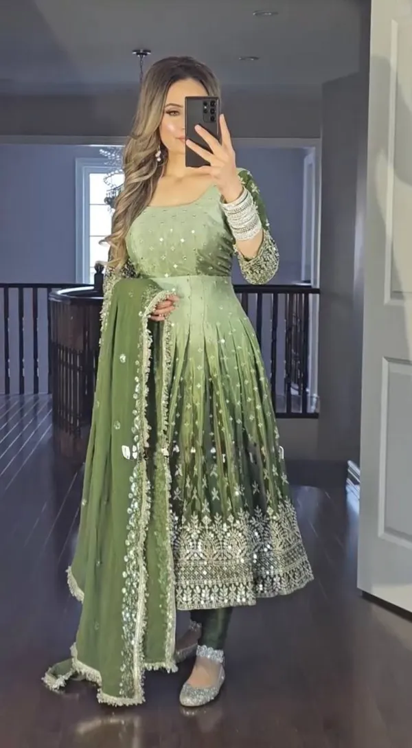 Green_Shaded_Chinnon_Silk_With_Sequence_Embroidery_Work_Salwar_Suit_With_Dupatta