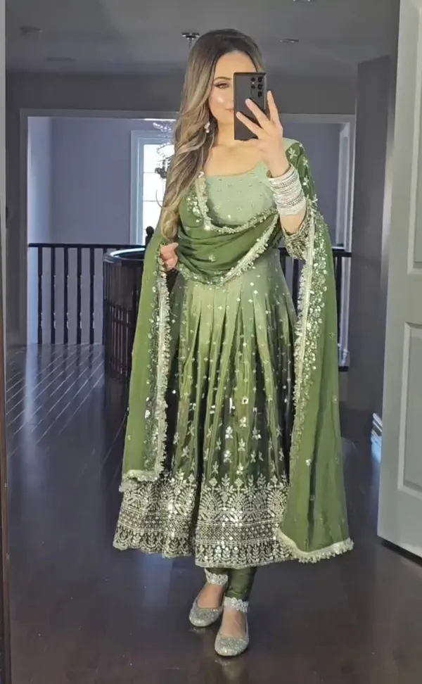 Green_Shaded_Chinnon_Silk_With_Sequence_Embroidery_Work_Salwar_Suit_With_Dupatta