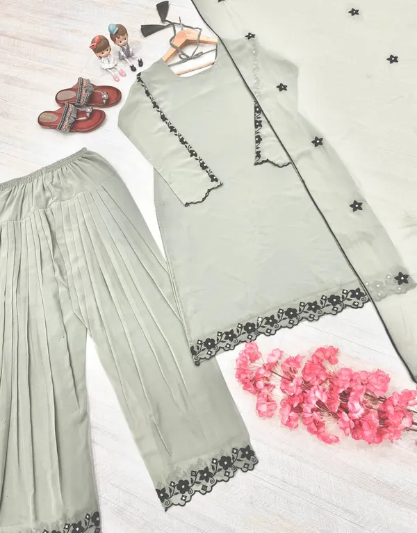 Grey_Heavy_Faux_Georgette_With_Embroidery_&_Mirror_work_Farsi_Salwar_Suit_With_Dupatta