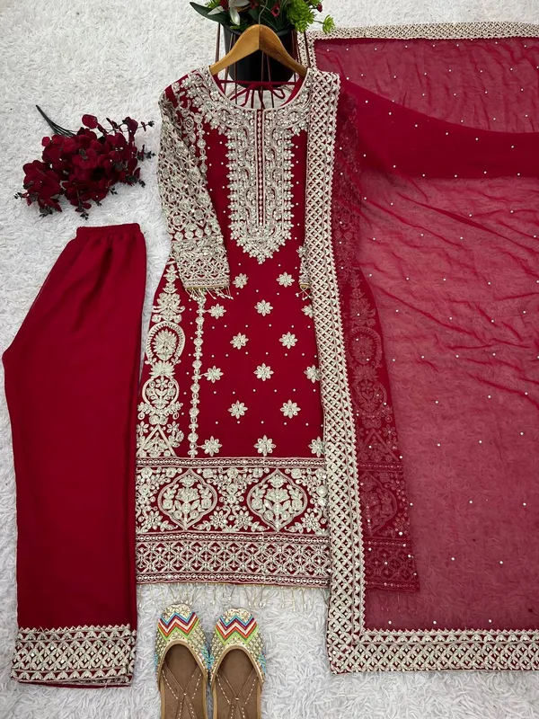 Hot_Pink_Faux_Georgette_Heavy_Embroidery_Sequence_&_Moti_Work_Salwar_Suit_With_Dupatta