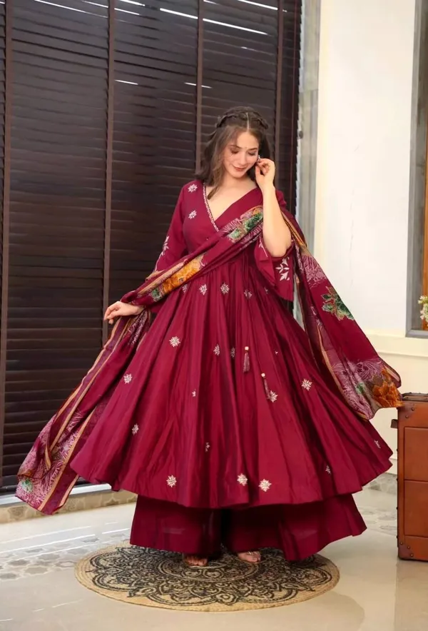 Maroon_Full_Flared_Anarkali_Embroidered_Stitched_Palazzo_Kurta_Set_With_Dupatta