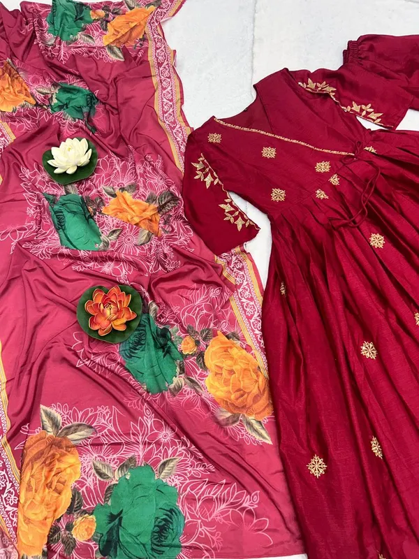 Maroon_Full_Flared_Anarkali_Embroidered_Stitched_Palazzo_Kurta_Set_With_Dupatta