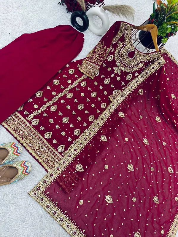 MAROON_GEORGETTE_CODING_SEQUENCE_EMBROIDERED_SALWAR_SUIT_WITH_DUPATTA