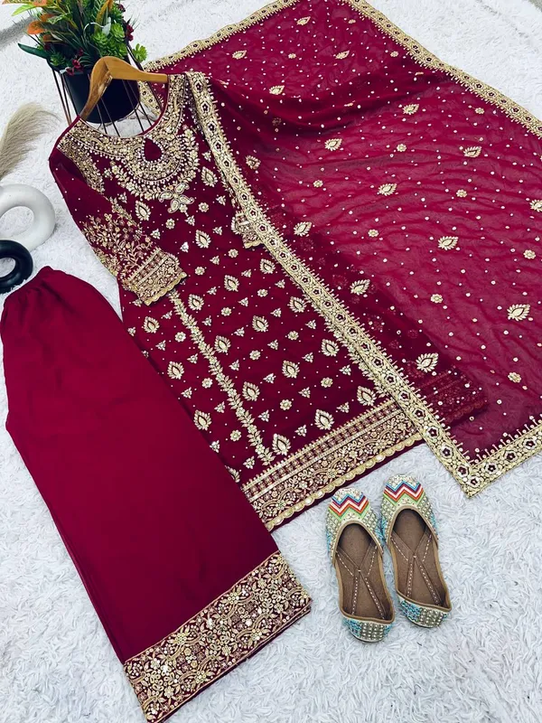 MAROON_GEORGETTE_CODING_SEQUENCE_EMBROIDERED_SALWAR_SUIT_WITH_DUPATTA